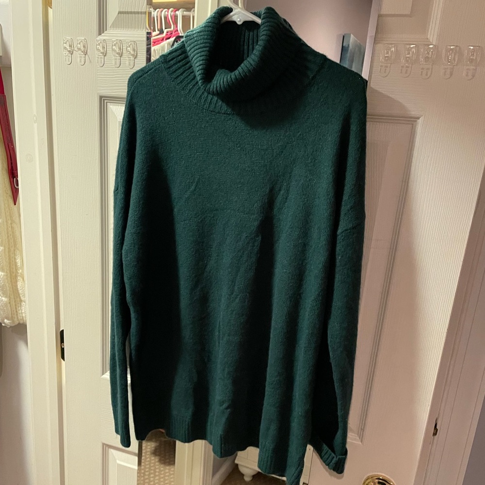 Lord & Taylor Green Turtleneck Sweater